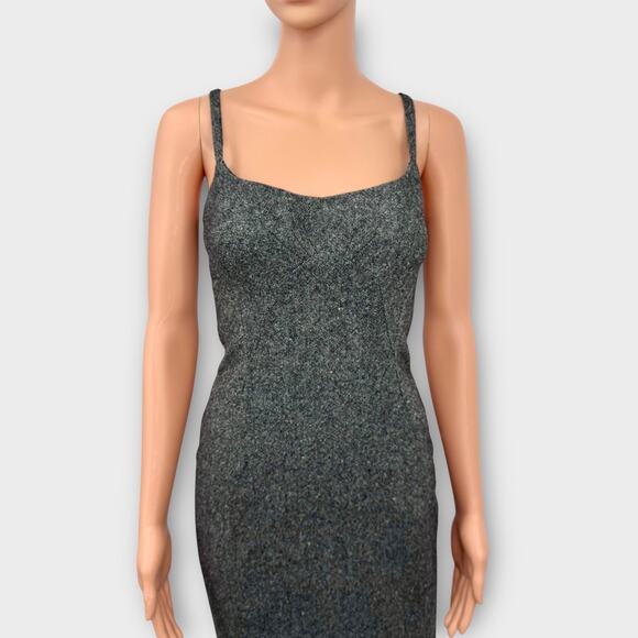 Vintage D&G Dolce & Gabbana Tweed Wool Blend Sheath Y2K Dress US 4 IT 40 Gray - Picture 3 of 16